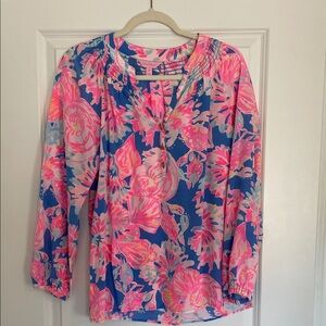 Lilly Pulitzer Pink and Blue Floral Blouse